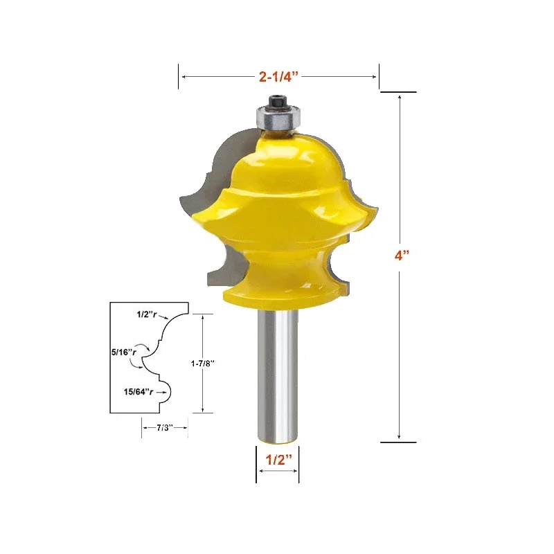 1PC 12mm 1/2 Shank Multiform Multi-profile Molding Router Bit Door Milling Cutter for Wood Woodworking
1PC 12mm 1/2 Shank Multiform Multi-profile Molding Router Bit Door Milling Cutter for Wood Woodworking