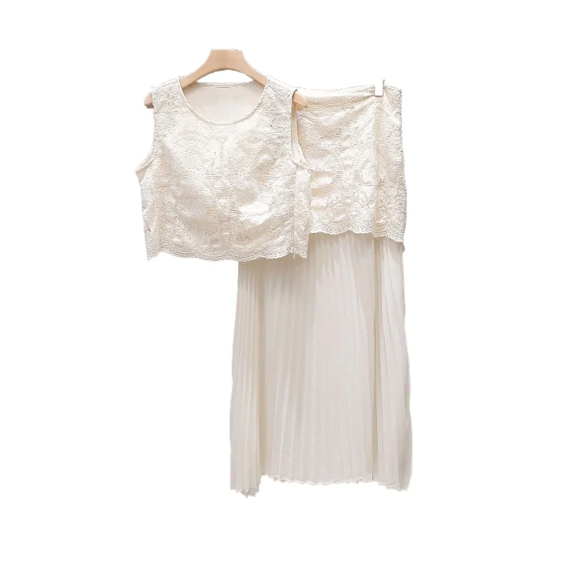 High-end Dress Sets Women's Summer New French Fashionable Crocheted Cutout Tank Top + Skirt Set Temperament Commuting Pure Color
High-end Dress Sets Women's Summer New French Fashionable Crocheted Cutout Tank Top + Skirt Set Temperament Commuting Pure Color