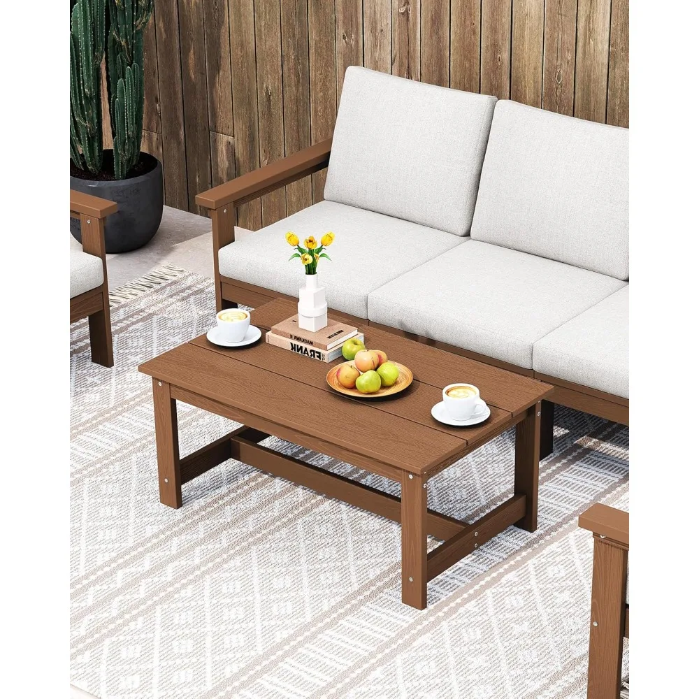 Patio Coffee Table, Rectangle Outdoor Coffee Table, All-Weather Coffee Side Table for Balcony, Poolside, Deck
Patio Coffee Table, Rectangle Outdoor Coffee Table, All-Weather Coffee Side Table for Balcony, Poolside, Deck