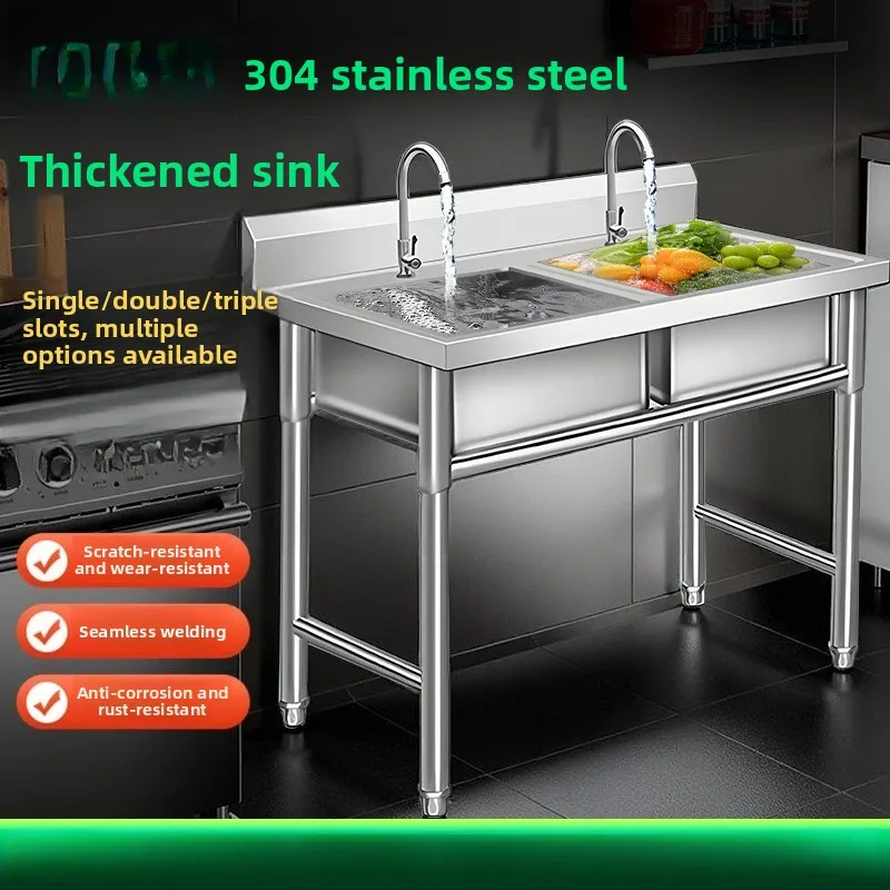 Stainless Steel Sink 304 Single Double Bowl Stand Kitchen Utility Commercial Wash Basin Kitchen Items Stainless Steel Sink
Stainless Steel Sink 304 Single Double Bowl Stand Kitchen Utility Commercial Wash Basin Kitchen Items Stainless Steel Sink