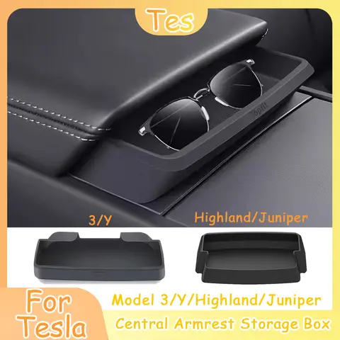 Scatola portaoggetti per bracciolo centrale per Tesla Model Y 3 Highland Juniper Custodia per occhiali per auto Custodia per telefono Accessori multifunzionali