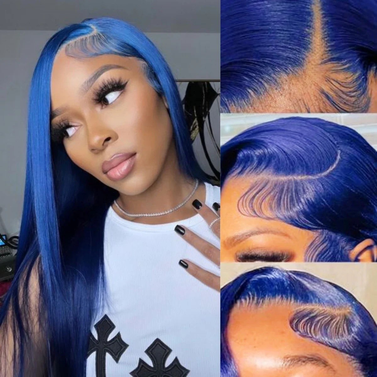 Straight Blue Color 13x4 Lace Frontal Wigs Human Hair HD Transparent Lace Front Wigs For Women Brazilian Remy Human Hair Wigs
Straight Blue Color 13x4 Lace Frontal Wigs Human Hair HD Transparent Lace Front Wigs For Women Brazilian Remy Human Hair Wigs