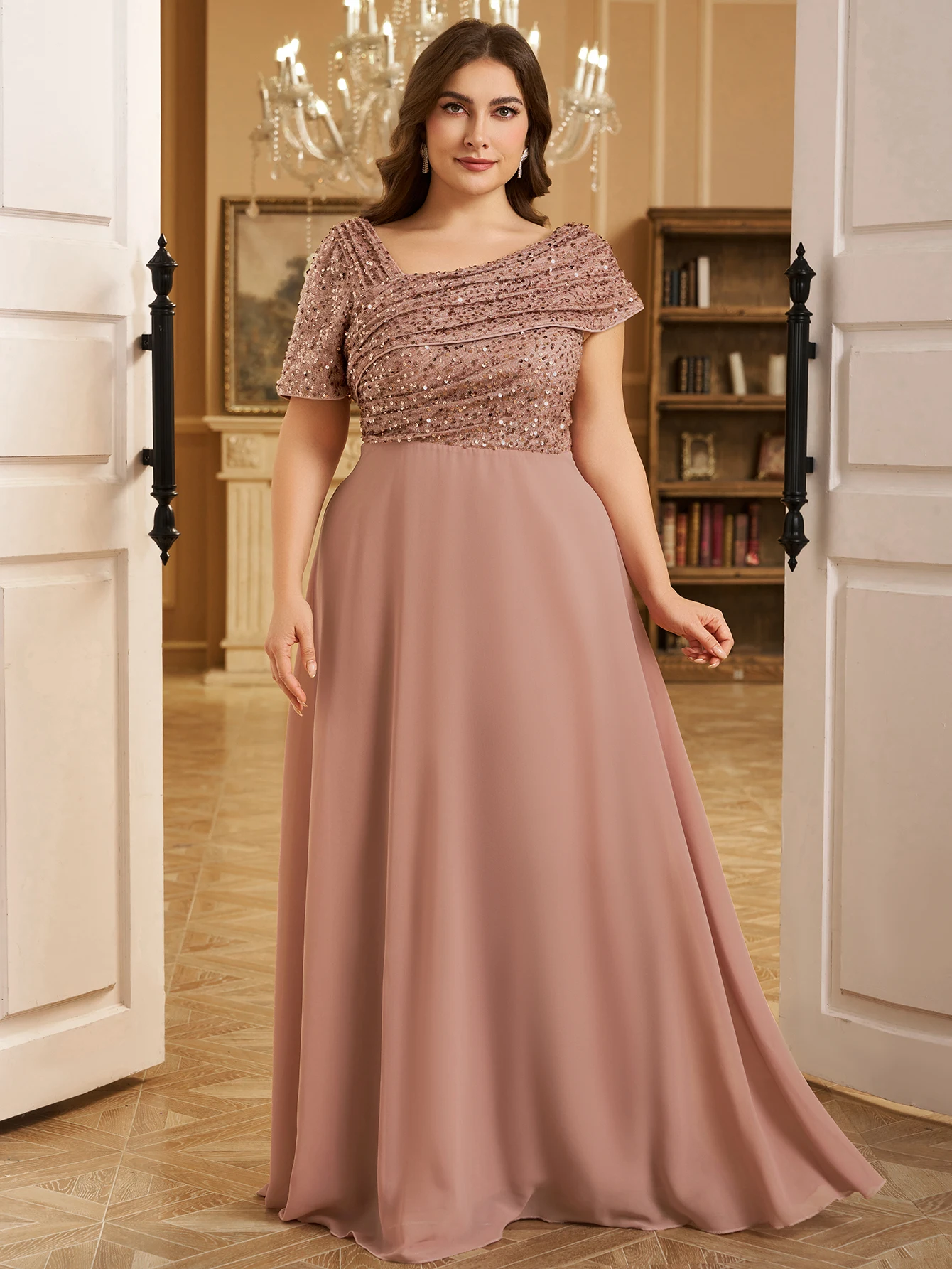 UNITHORSE Recycled Fabric Plus Size Asymmetric Shoulder Ruched Neck Sequin Patchwork Short Sleeve Fit And Flare Party Dress,
UNITHORSE Recycled Fabric Plus Size Asymmetric Shoulder Ruched Neck Sequin Patchwork Short Sleeve Fit And Flare Party Dress,