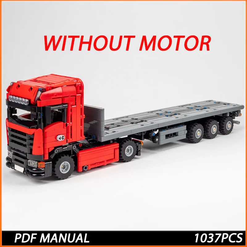 Flat-nose Semi-truck and Steering Axle Trailer Building Block Model 1037 Parts Boys' Children's Birthday Toy Gift Without motor
Flat-nose Semi-truck and Steering Axle Trailer Building Block Model 1037 Parts Boys' Children's Birthday Toy Gift Without motor