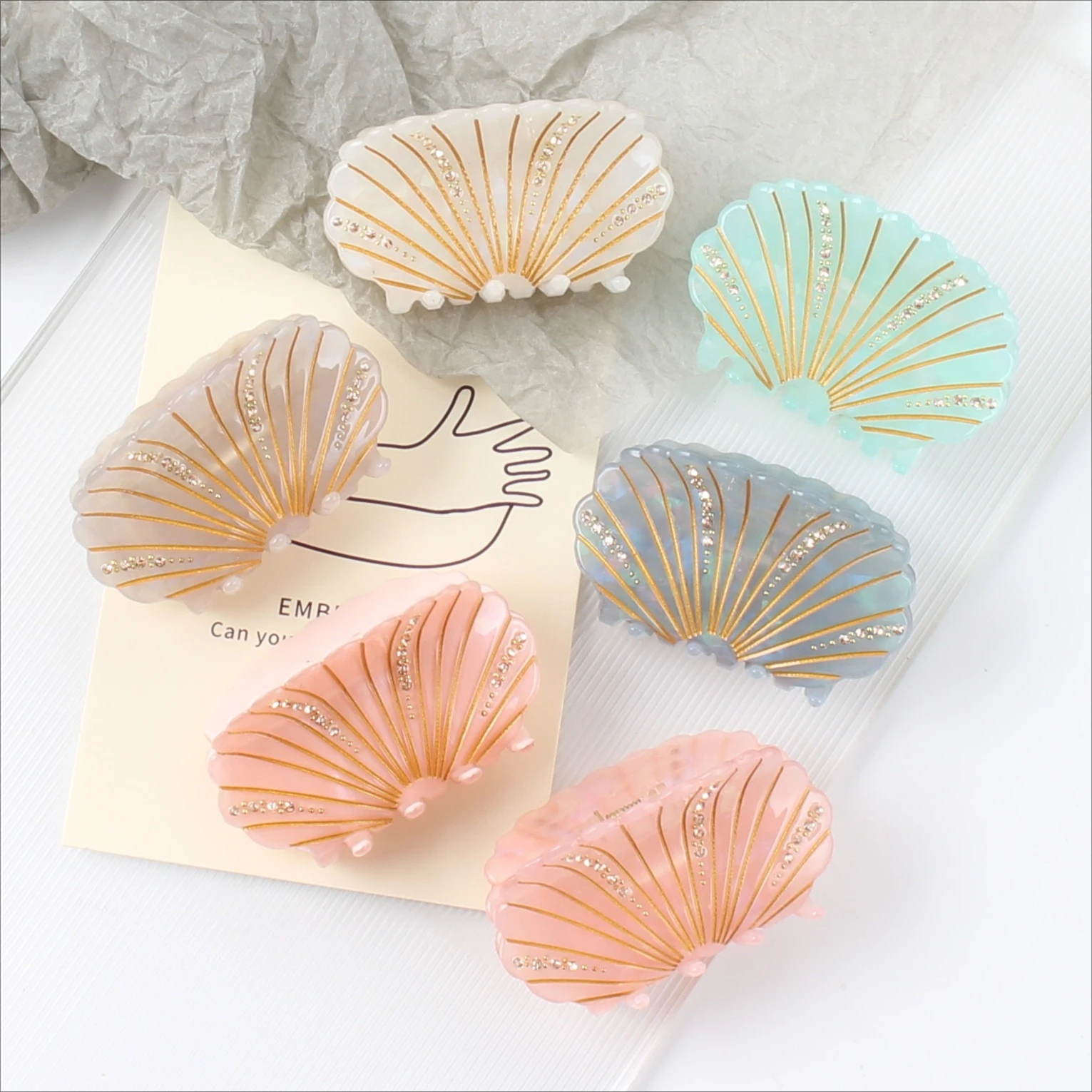 DS New Ocean Series Rhinestone Shell Hair Claw Summer Beach Acetate Claw Clips Trendy Crab Hair Clips for Women Hair Accessories
DS New Ocean Series Rhinestone Shell Hair Claw Summer Beach Acetate Claw Clips Trendy Crab Hair Clips for Women Hair Accessories