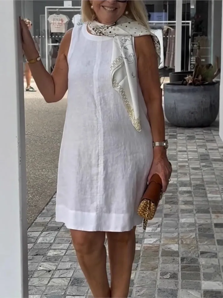 Women Summer New Casual Dresses Solid Sleeveless O Neck Vestidos Mini Dress For Women Fashion Elegant Holiday Dress Robe Femmer
Women Summer New Casual Dresses Solid Sleeveless O Neck Vestidos Mini Dress For Women Fashion Elegant Holiday Dress Robe Femmer