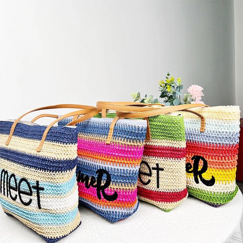 New Sumeer Straw Bag Ladies Large-capacity Shopping Bag Striped Letters Beach Bag Tote Bag Underarm Bag Commuter Bag Crossbody B
New Sumeer Straw Bag Ladies Large-capacity Shopping Bag Striped Letters Beach Bag Tote Bag Underarm Bag Commuter Bag Crossbody B