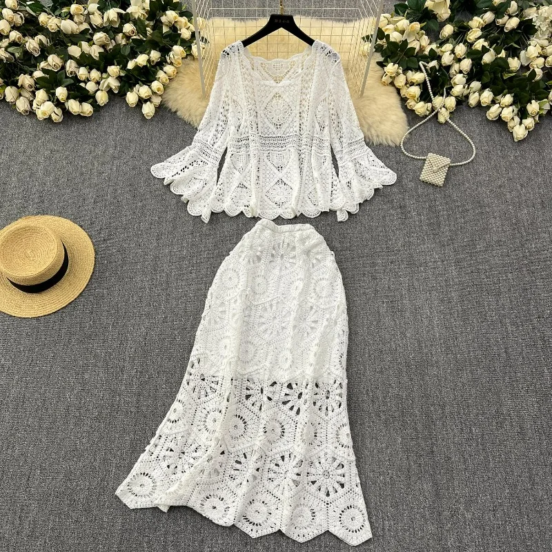 Новинка 2025 года, костюм с юбкой, женский вязаный пляжный костюм с коротким рукавом, кружево с вырезом, сексуальные полые летние стильные топы с круглым вырезом, свободные базовые футболки
Новинка 2025 года, костюм с юбкой, женский вязаный пляжный костюм с коротким рукавом, кружево с вырезом, сексуальные полые летние стильные топы с круглым вырезом, свободные базовые футболки