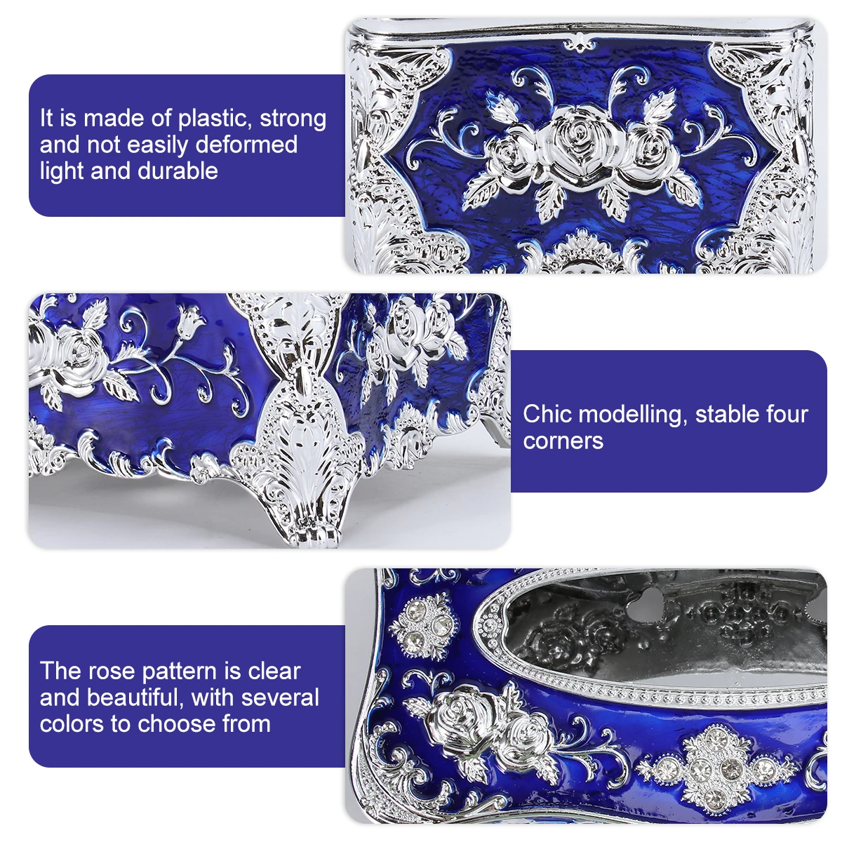 Plastic Napkin Holder Rose Pattern Tissue Box Removable Lid for Bedroom Car Hotel Restaurant Office Grade Tissue Box
Plastic Napkin Holder Rose Pattern Tissue Box Removable Lid for Bedroom Car Hotel Restaurant Office Grade Tissue Box