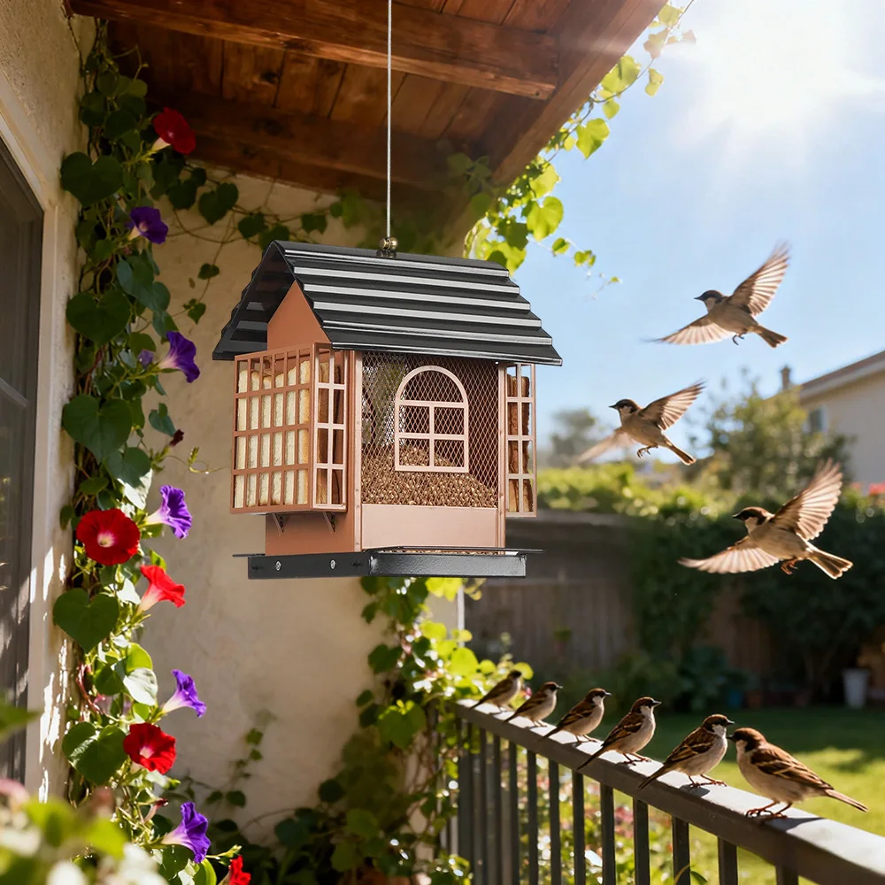 Bird feeder Outdoor feeding room Metal mesh wild bird feeder Large capacity weatherproof
Bird feeder Outdoor feeding room Metal mesh wild bird feeder Large capacity weatherproof