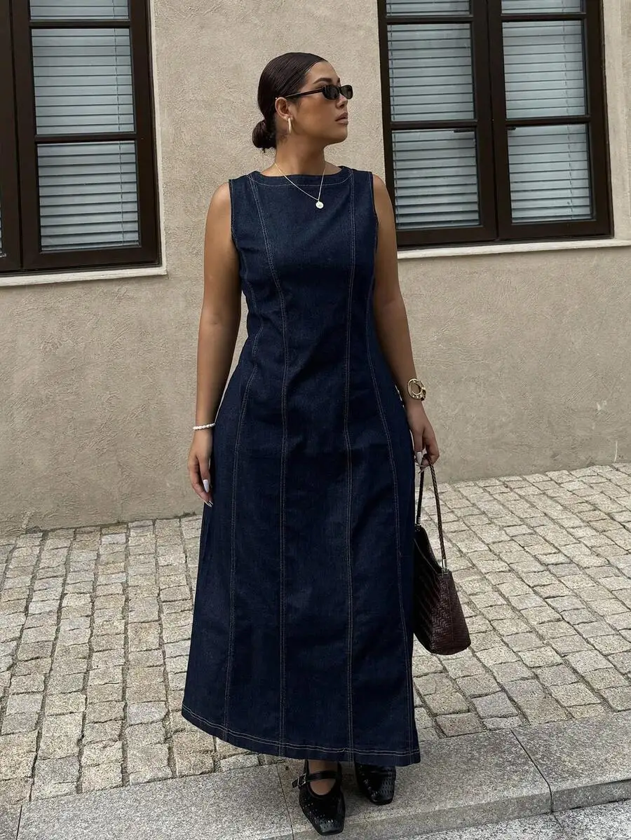 Plus Size Womens Elegant Blue Slim Fit Denim Dress All Season
Plus Size Womens Elegant Blue Slim Fit Denim Dress All Season