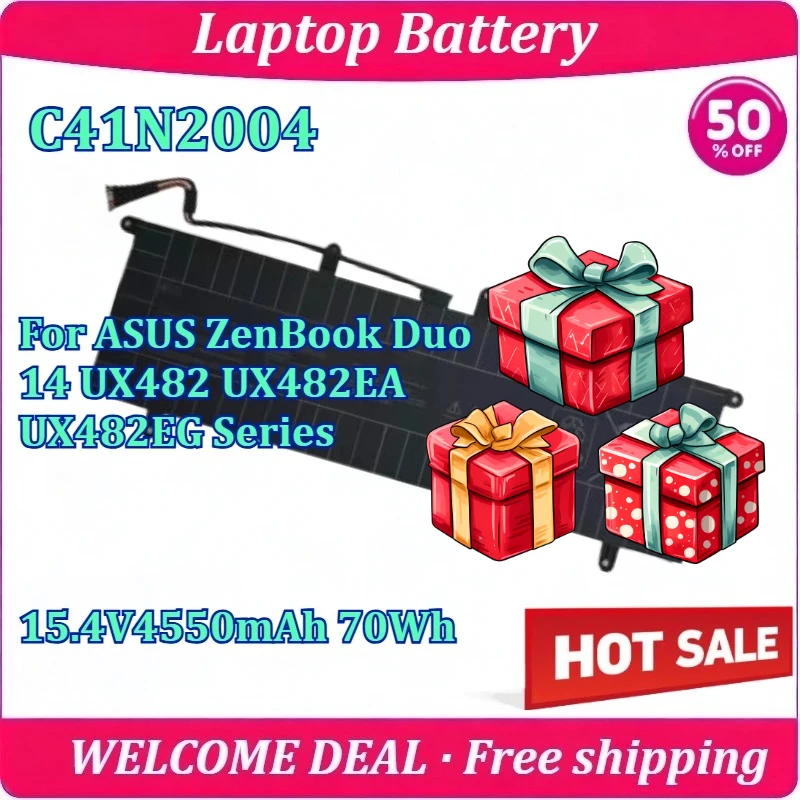 New C41N2004 Laptop Battery For ASUS ZenBook Duo 14 UX482 UX482EA UX482EG Series 15.4V 4550mAh 70Wh
New C41N2004 Laptop Battery For ASUS ZenBook Duo 14 UX482 UX482EA UX482EG Series 15.4V 4550mAh 70Wh