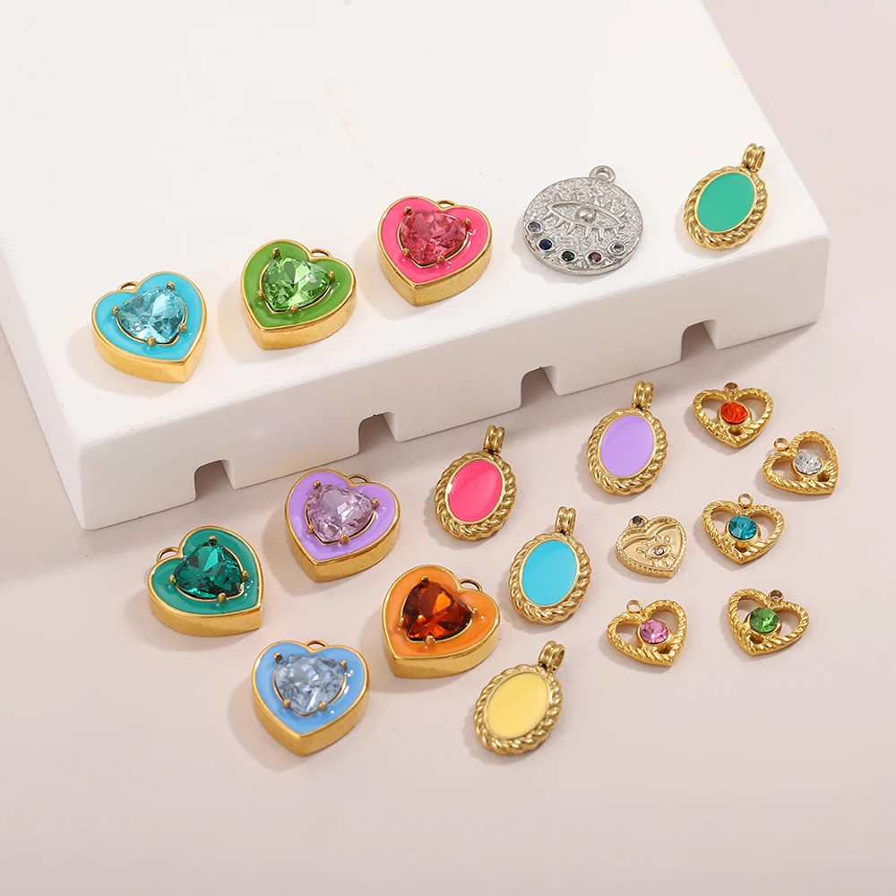 CARLIDANA Enamel Heart Pendant Gold Plated Oval Colorful Zircon Love Shape Pendant for DIY Necklace Making Jewelry Accessories
CARLIDANA Enamel Heart Pendant Gold Plated Oval Colorful Zircon Love Shape Pendant for DIY Necklace Making Jewelry Accessories
