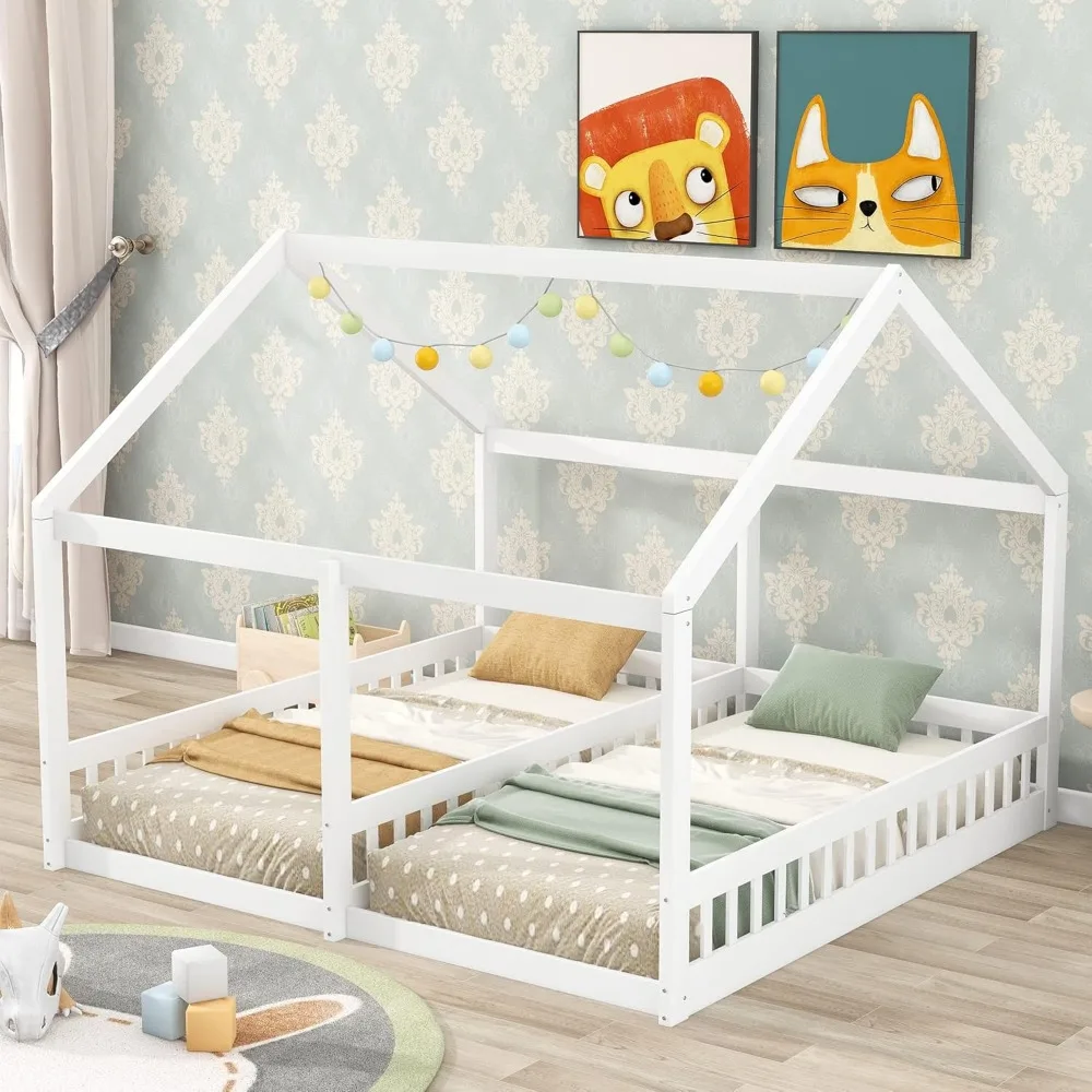 Harper & Bright Designs Twin Size House Platform Beds,Two Shared Beds Frame for Kids, White
Harper & Bright Designs Twin Size House Platform Beds,Two Shared Beds Frame for Kids, White