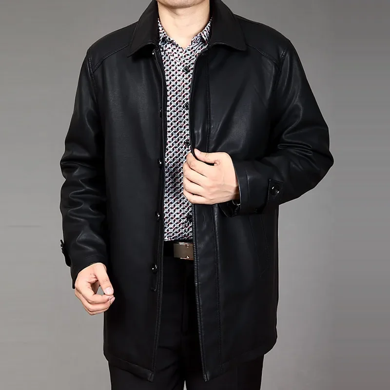 Autumn Winter Coat Men Clothing Medium Long Plush PU Leather Jacket Male Clothes Stand Collar Single Breasted Jackets Chaquetas
Autumn Winter Coat Men Clothing Medium Long Plush PU Leather Jacket Male Clothes Stand Collar Single Breasted Jackets Chaquetas