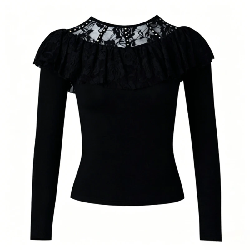 THEEPER Women Rhinestone Lace Patchwork Latin Dance Top, Long Sleeve Slim Fit Ballroom Tango Dance Practice Performance Shirt
THEEPER Women Rhinestone Lace Patchwork Latin Dance Top, Long Sleeve Slim Fit Ballroom Tango Dance Practice Performance Shirt
