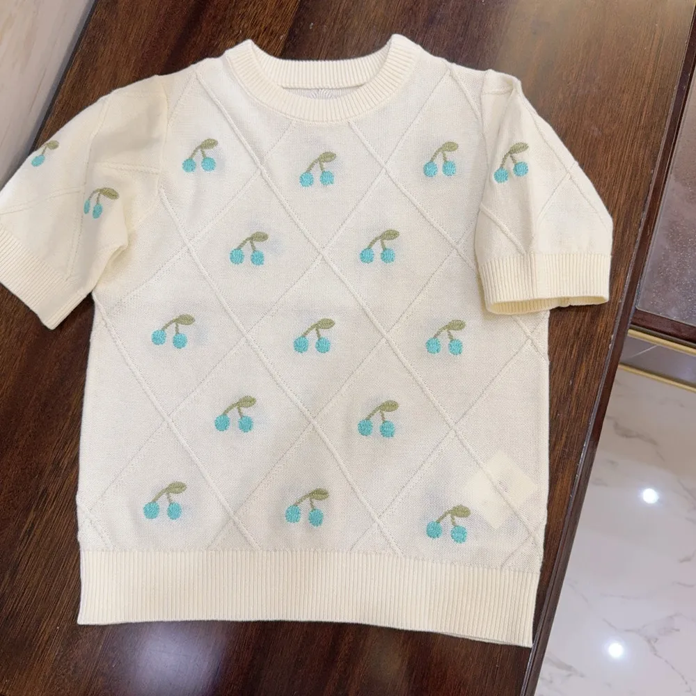 spring baby casual girls' knitted T-shirt kids girls clothes baby tops Colorful cherry patterned knitted short sleeved top
spring baby casual girls' knitted T-shirt kids girls clothes baby tops Colorful cherry patterned knitted short sleeved top