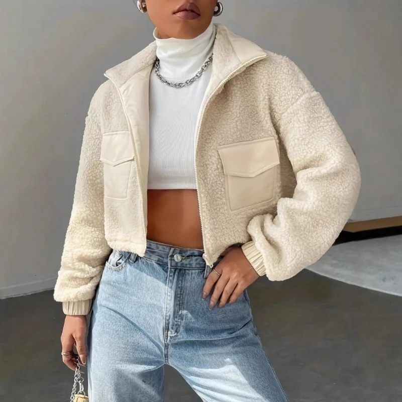 Fall/winter 2025 Artificial Cashmere Jacket Casual Fashion Solid Color Zipper Short Women's Coat
Fall/winter 2025 Artificial Cashmere Jacket Casual Fashion Solid Color Zipper Short Women's Coat