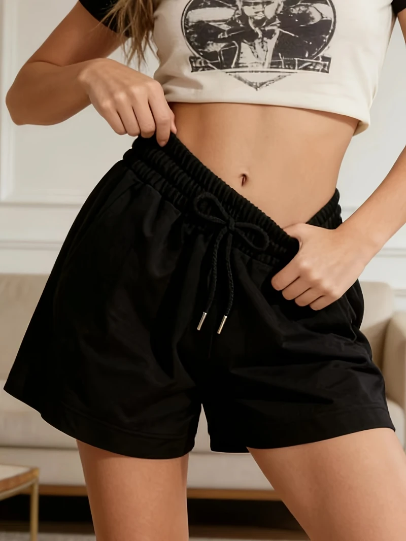 Women's Loose Fit Drawstring Pocket Stylish Sporty Solid Color Casual Shorts Stylish Casual Streetwear Sports Pants
Women's Loose Fit Drawstring Pocket Stylish Sporty Solid Color Casual Shorts Stylish Casual Streetwear Sports Pants