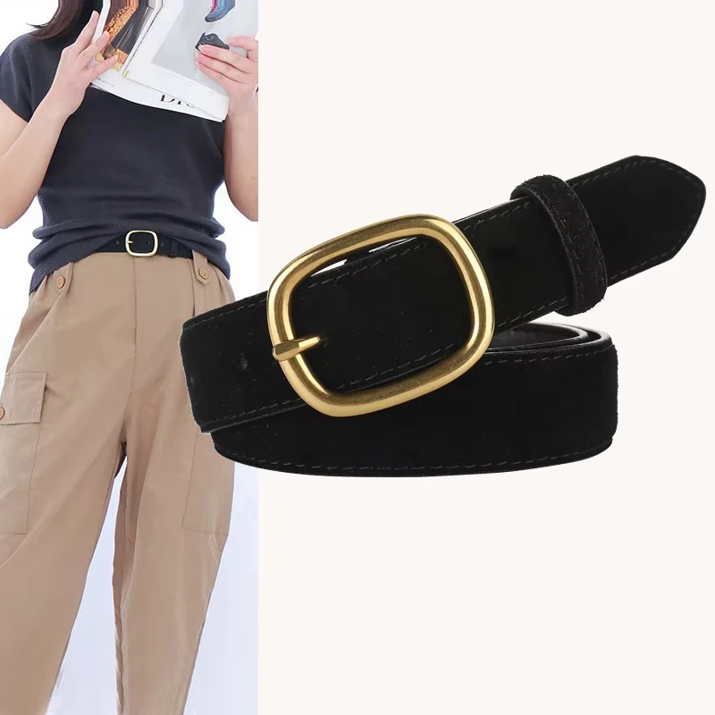 Women's Fashion Suede Cowhide Belt with Alloy Buckle High-End Decoration Retro Jeans Matching Fashion Accessory
Women's Fashion Suede Cowhide Belt with Alloy Buckle High-End Decoration Retro Jeans Matching Fashion Accessory