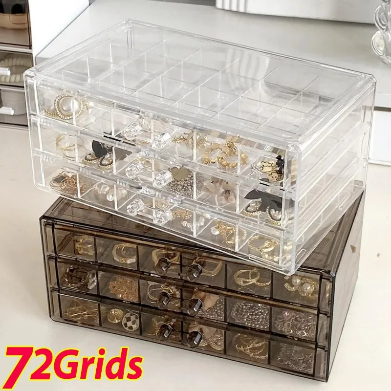 Transparent 72Grids Jewelry Storage Box Jewelry Sorting Box Desktop Storage Three-layers Drawer Earrings Rings Necklace Boxes
Transparent 72Grids Jewelry Storage Box Jewelry Sorting Box Desktop Storage Three-layers Drawer Earrings Rings Necklace Boxes