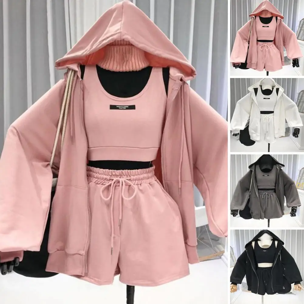 Three Pieces Short Sets Women Hoodie Summer Autumn Drawstring Thin Coat Shorts with Thin Coat Vest Set Sportswear Streetwear
Three Pieces Short Sets Women Hoodie Summer Autumn Drawstring Thin Coat Shorts with Thin Coat Vest Set Sportswear Streetwear