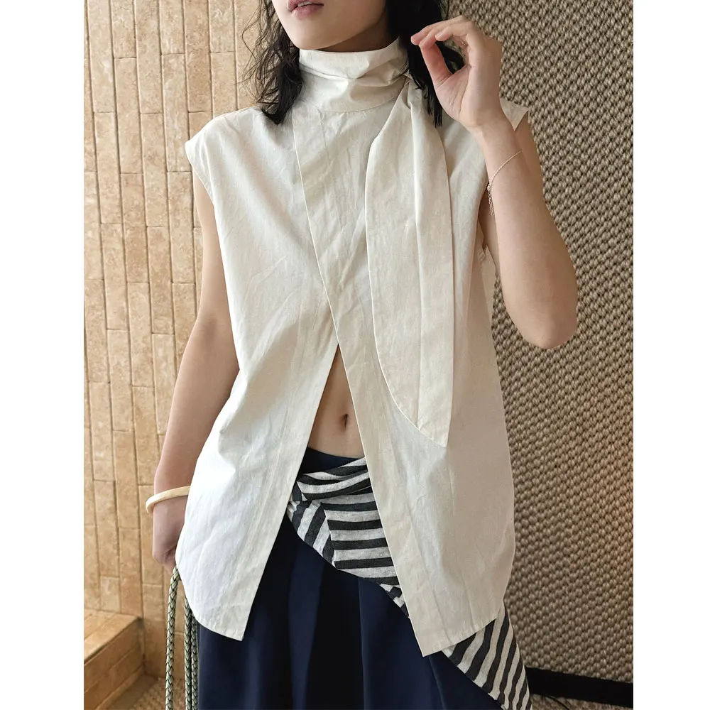 2026 Women Stand Collar Sleeveless Summer Blouses Cotton Linen Material Sexy Shirts Tops For Women's Casual Clothes Blusas
2026 Women Stand Collar Sleeveless Summer Blouses Cotton Linen Material Sexy Shirts Tops For Women's Casual Clothes Blusas