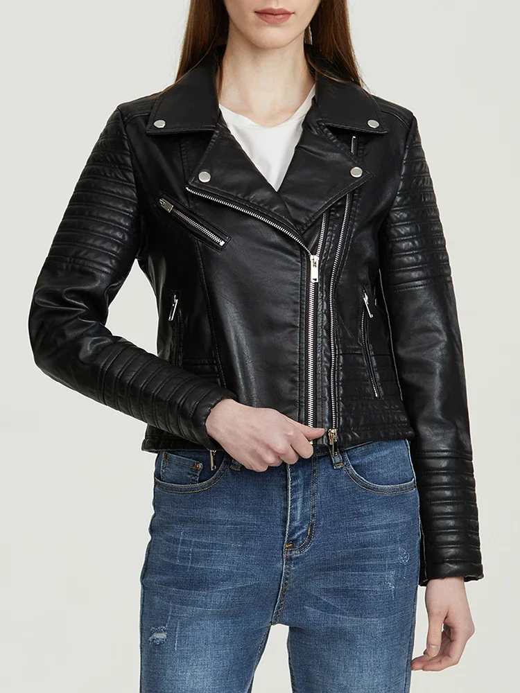 Autumn Women Women Faux PU Leather Jacket Casual Lady Long-sleeve Windproof Waterproof Jacket Motorcycle Streetwear
Autumn Women Women Faux PU Leather Jacket Casual Lady Long-sleeve Windproof Waterproof Jacket Motorcycle Streetwear
