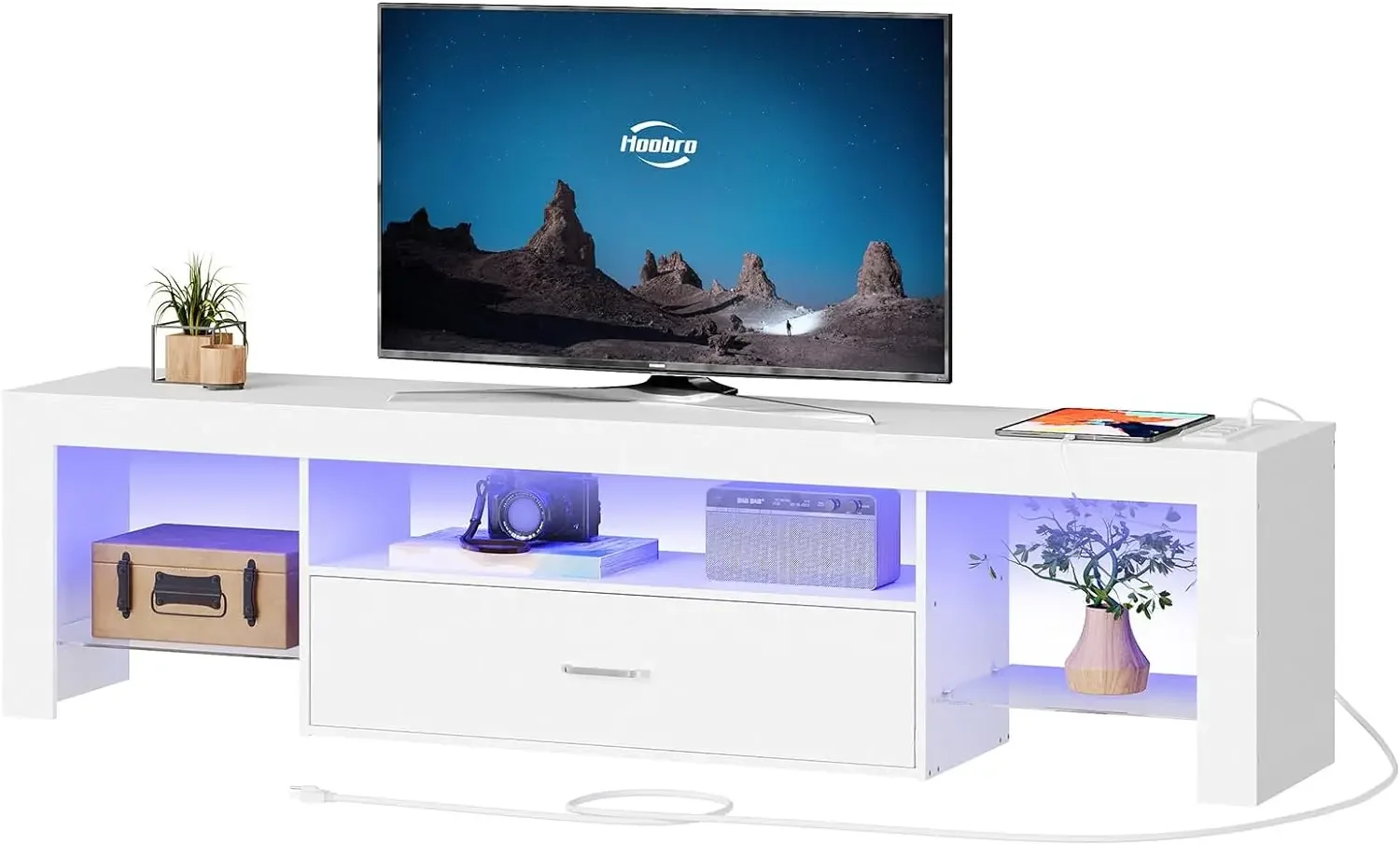 LED TV Stand w/ Power Outlets to 65in TV,Gaming Entertainment Center w/ Glass Shelves & Large Drawer,Media Console Table, White
LED TV Stand w/ Power Outlets to 65in TV,Gaming Entertainment Center w/ Glass Shelves & Large Drawer,Media Console Table, White