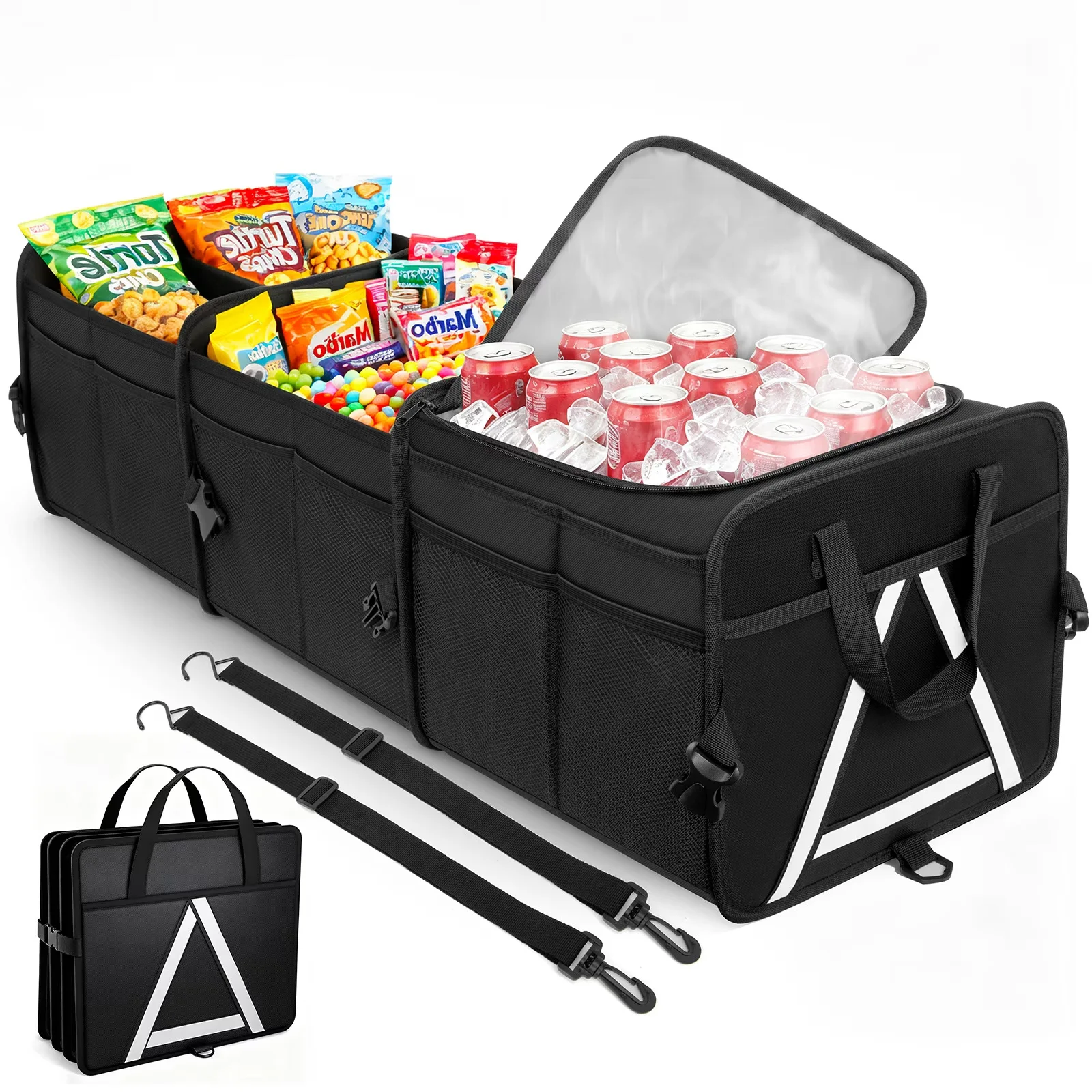 88L Large-Capacity Oxford Cloth Foldable Car Trunk Storage Box with Cooler Bag - Insulated Organizer for Miscellaneous Storage
88L Large-Capacity Oxford Cloth Foldable Car Trunk Storage Box with Cooler Bag - Insulated Organizer for Miscellaneous Storage