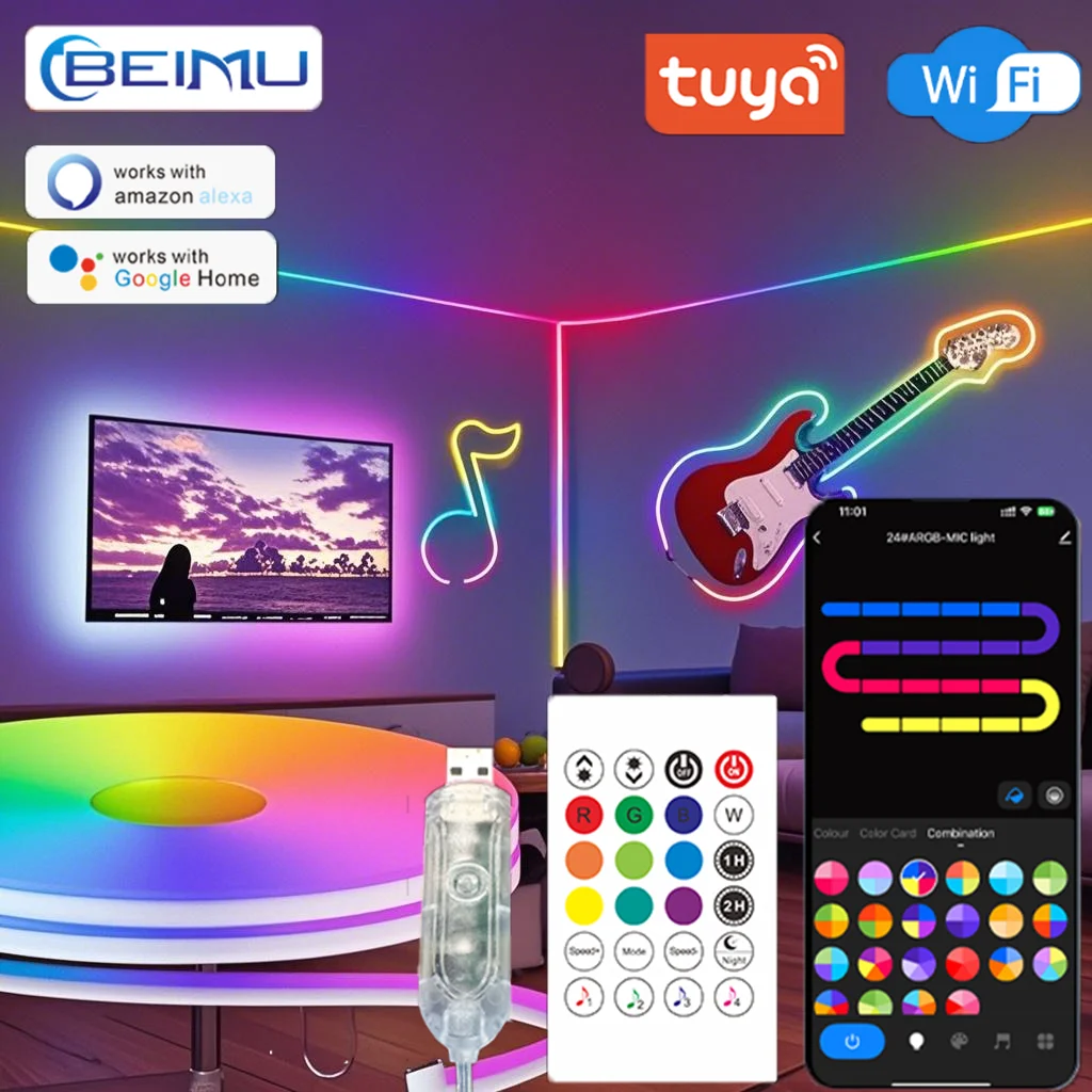 BEIMU 5V USB TUYA WiFi RGBIC LED Neon Strip Lights Waterproof Silicone Support Alexa/Google Home/Smart Life For DIY Home Decor
BEIMU 5V USB TUYA WiFi RGBIC LED Neon Strip Lights Waterproof Silicone Support Alexa/Google Home/Smart Life For DIY Home Decor