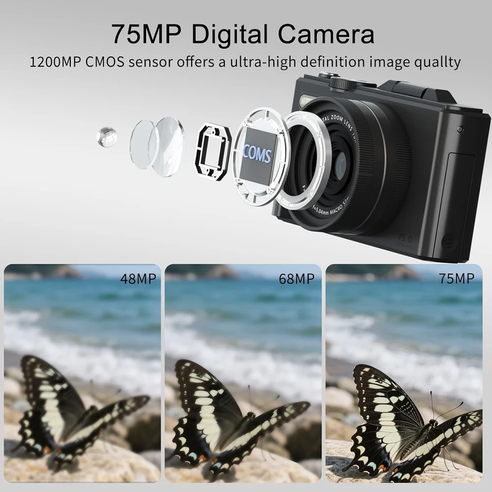 Digital Camera 5K Resolution Autofocus Wifi Vlog Camera With 180° Flip Screen, Compact Photography Camera For Beginners, Teens
Digital Camera 5K Resolution Autofocus Wifi Vlog Camera With 180° Flip Screen, Compact Photography Camera For Beginners, Teens
