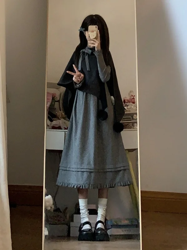 Korean Sle Women's Loose Dr Set Cute Meat Covering Cloak Attractive Two-Piece Early Autumn New Sle Casual Faion
Korean Sle Women's Loose Dr Set Cute Meat Covering Cloak Attractive Two-Piece Early Autumn New Sle Casual Faion