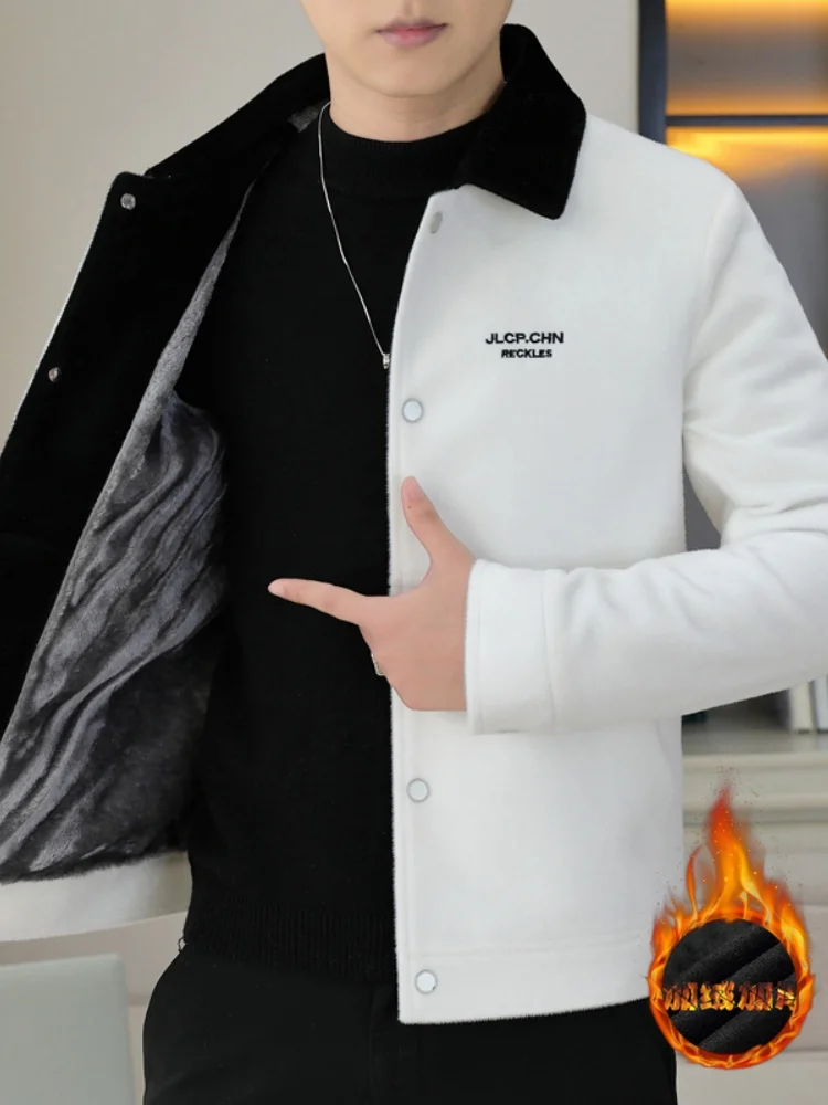 Men's Fce Lined Thiened Autumn Winter Jaet Notch Collar Woolen Coat Warm Casual Haome Winter Outwear Polyester Fiber
Men's Fce Lined Thiened Autumn Winter Jaet Notch Collar Woolen Coat Warm Casual Haome Winter Outwear Polyester Fiber