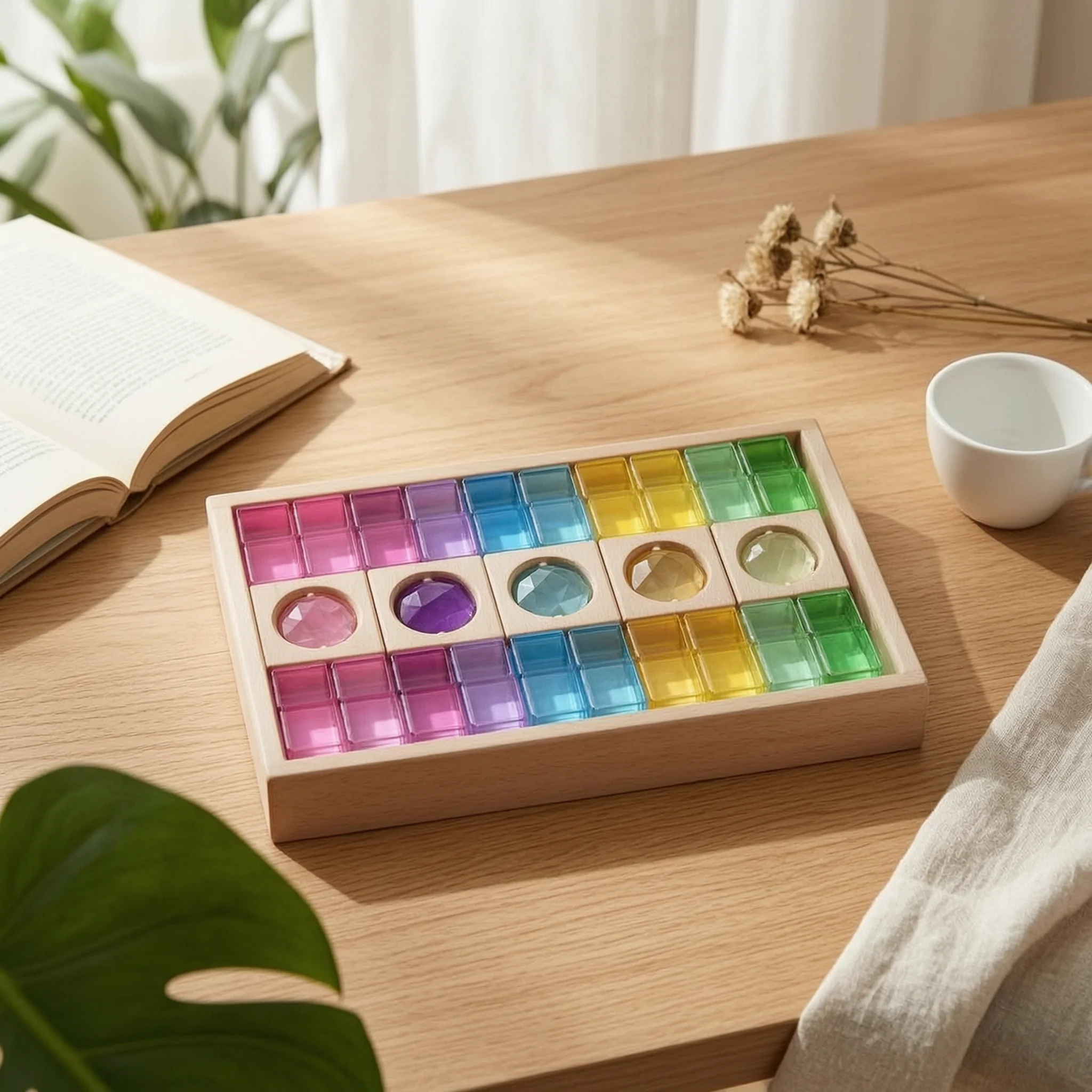 Acrylic Gemstone Building Block Toy Colored Wood Frame Block Tray Rainbow Acrylic Blocks Fine Movement Skills Kids Play Item
Acrylic Gemstone Building Block Toy Colored Wood Frame Block Tray Rainbow Acrylic Blocks Fine Movement Skills Kids Play Item