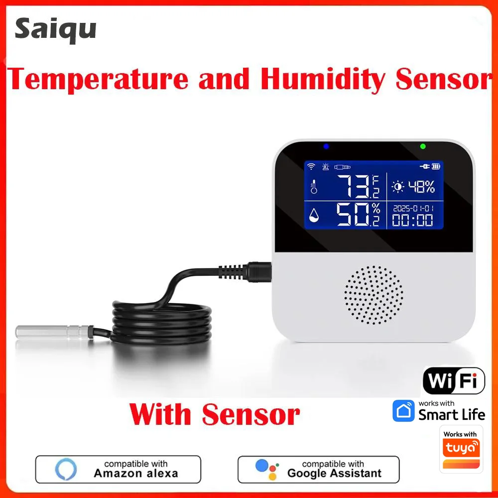 WIFI Temperature Humidity Sensor Works Tuya LCD Display Digital Thermostat Smart Home SmartLife Support Alexa Google Assistant
WIFI Temperature Humidity Sensor Works Tuya LCD Display Digital Thermostat Smart Home SmartLife Support Alexa Google Assistant