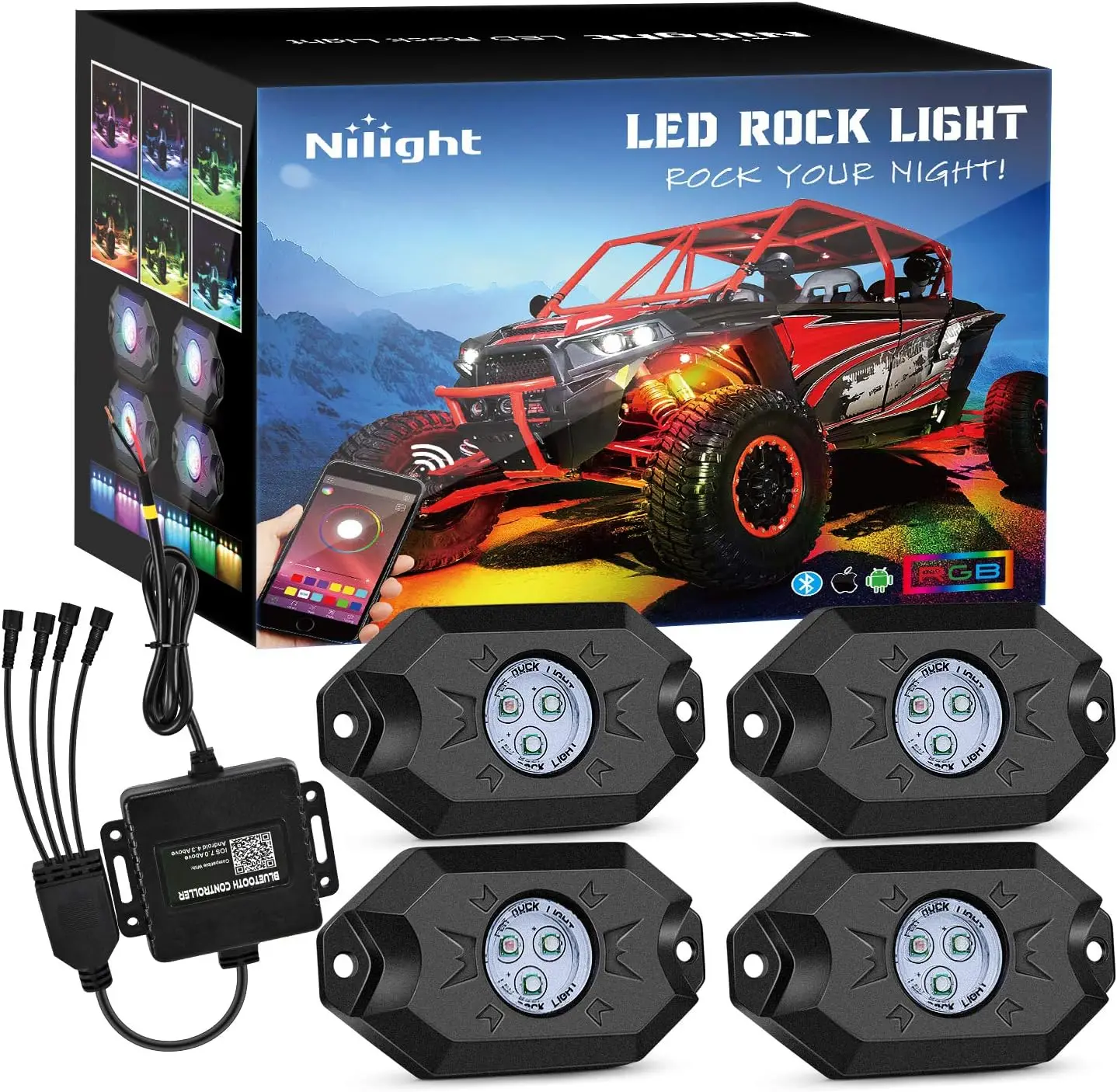 Комплект RGB LED-подсветки для днища автомобиля, 4 модуля, многоцветная неоновая подсветка с управлением через Bluetooth-приложение, музыкальный режим для грузовиков, квадроциклов, внедорожников
Комплект RGB LED-подсветки для днища автомобиля, 4 модуля, многоцветная неоновая подсветка с управлением через Bluetooth-приложение, музыкальный режим для грузовиков, квадроциклов, внедорожников