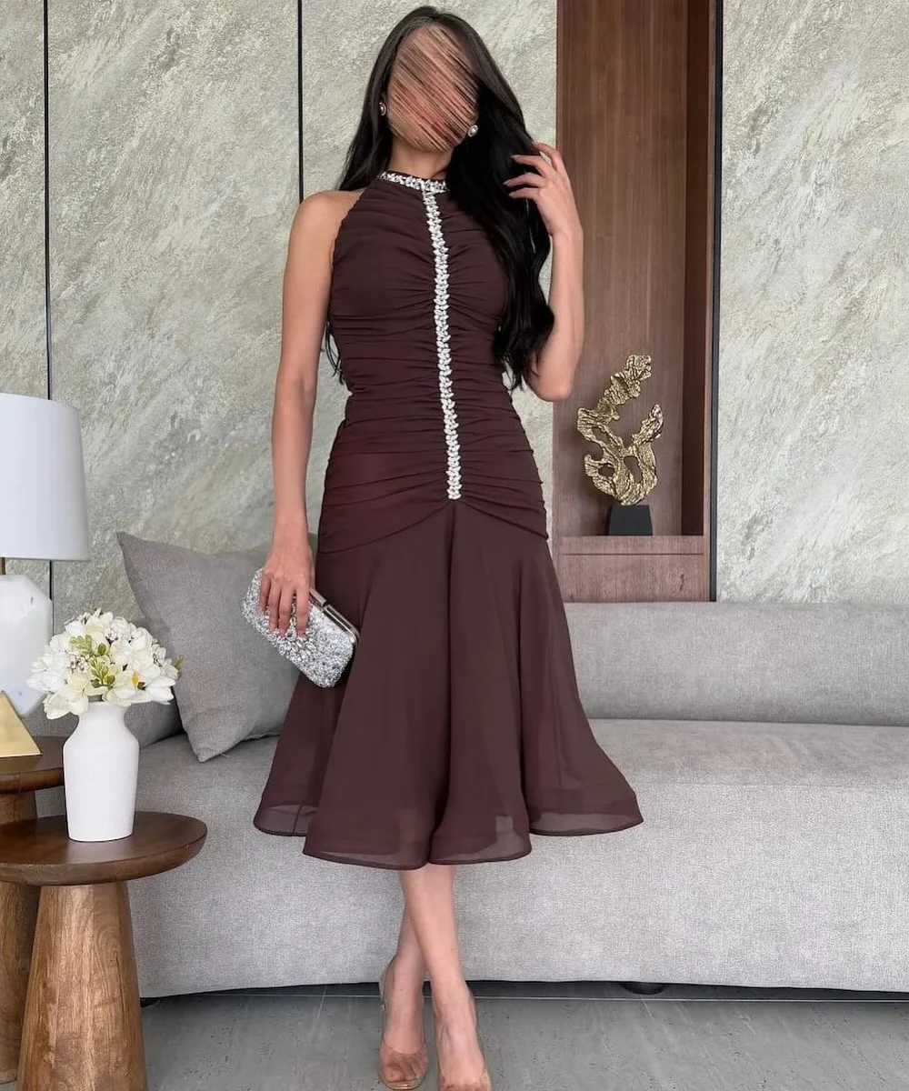 Customized Matching Sparkle Chiffon Pleat Rhinestone Draped A-line High Collar Midi Dresses Bespoke Occasion Dresses Exquisite
Customized Matching Sparkle Chiffon Pleat Rhinestone Draped A-line High Collar Midi Dresses Bespoke Occasion Dresses Exquisite