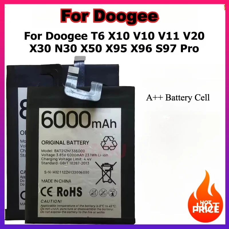 BAT20X965400 BAT21M188500 BAT2019104350 BAT17613360 Battery For Doogee T6 X10 V10 V11 V20 X30 N30 X50 X95 X96 S97 Pro
BAT20X965400 BAT21M188500 BAT2019104350 BAT17613360 Battery For Doogee T6 X10 V10 V11 V20 X30 N30 X50 X95 X96 S97 Pro