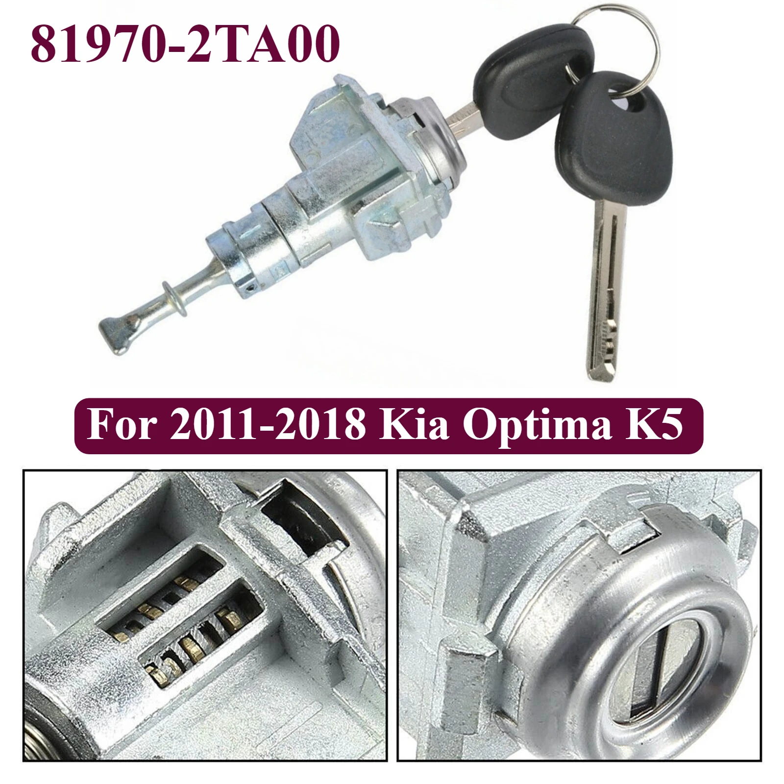 Цилиндр дверного замка со стороны водителя FL с 2 ключами для 11-18 Kia Optima K5 819702TA00 81970-2TA00 
Цилиндр дверного замка со стороны водителя FL с 2 ключами для 11-18 Kia Optima K5 819702TA00 81970-2TA00