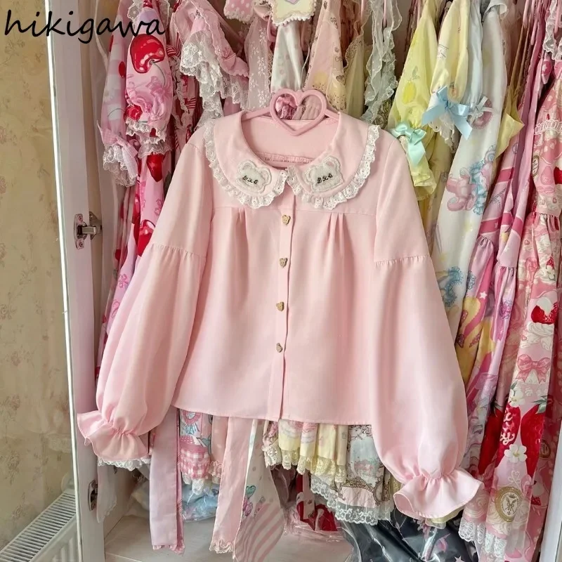2025 Blusas Mujer De Moda Japanese Blouse Women's Clothing Peter Pan Collar Pink Shirts Crop Tops Lace Cartoon Fashion Blouses
2025 Blusas Mujer De Moda Japanese Blouse Women's Clothing Peter Pan Collar Pink Shirts Crop Tops Lace Cartoon Fashion Blouses