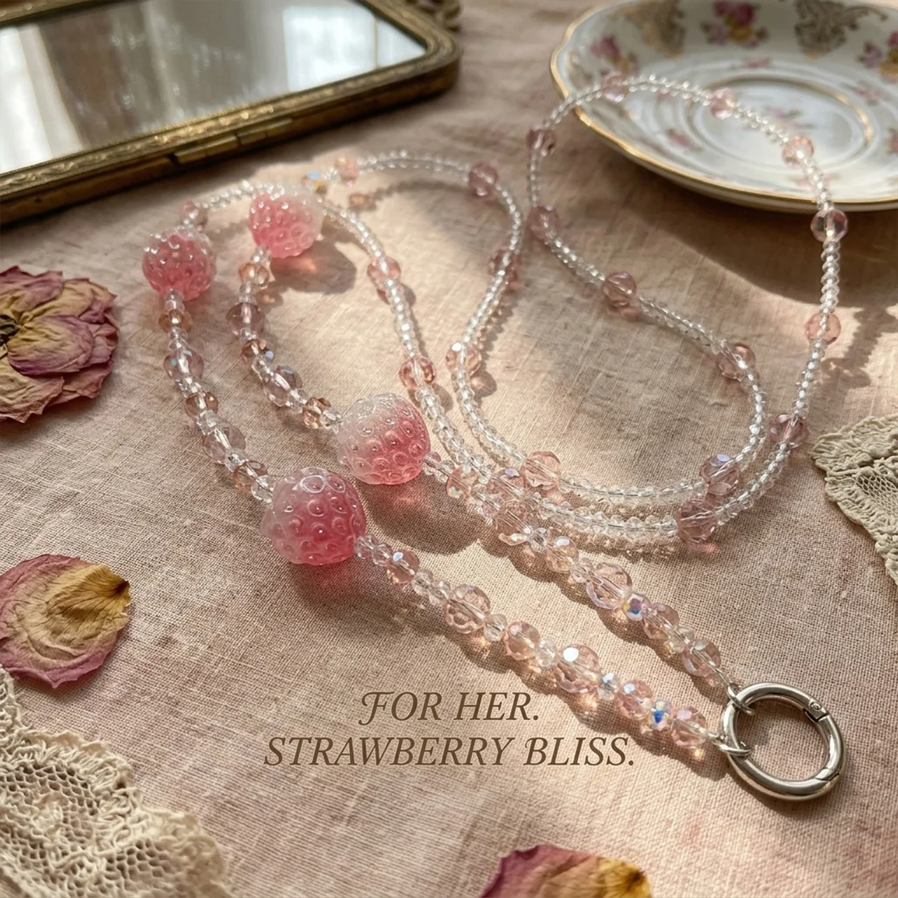 Cute Pink Strawberry Crossbody Phone Lanyard Long Beaded Neck Strap Sweet Crystal Fruit Charm Chain Bag Accessory Women
Cute Pink Strawberry Crossbody Phone Lanyard Long Beaded Neck Strap Sweet Crystal Fruit Charm Chain Bag Accessory Women