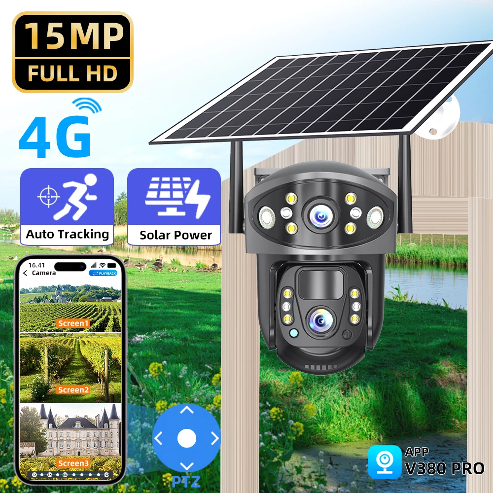 4G Solar Camera Three Screen Outdoor 8MP Dual Lens 10X Zoom PIR Human Detect Cameras Night Vision Outdoor Security CCTV
4G Solar Camera Three Screen Outdoor 8MP Dual Lens 10X Zoom PIR Human Detect Cameras Night Vision Outdoor Security CCTV