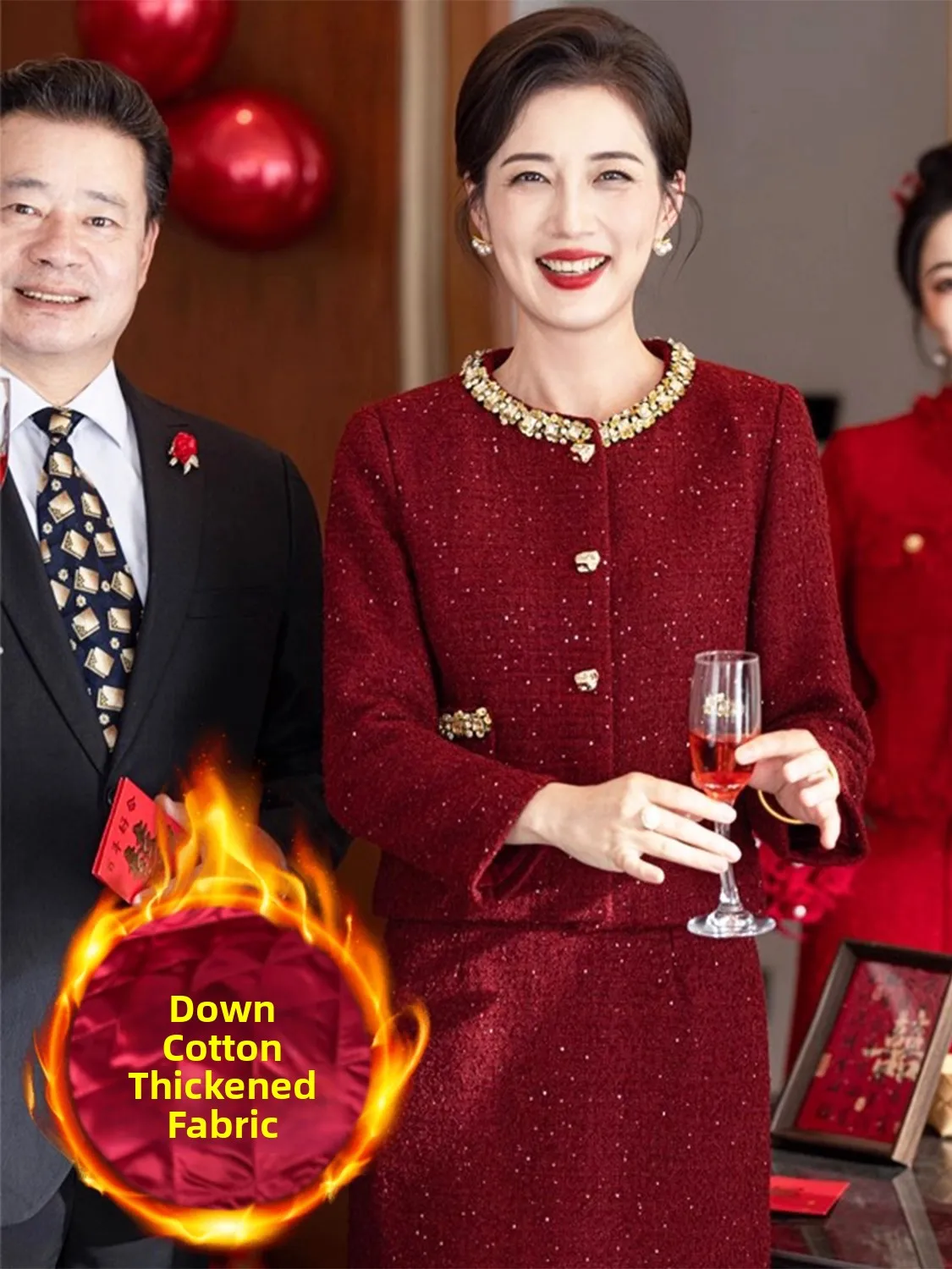 Утепленная пуховая куртка Changle Wedding Dr Red из хлопка для свекрови, с высокой талией, на молнии, с жемчужной отделкой, средней длины
Утепленная пуховая куртка Changle Wedding Dr Red из хлопка для свекрови, с высокой талией, на молнии, с жемчужной отделкой, средней длины