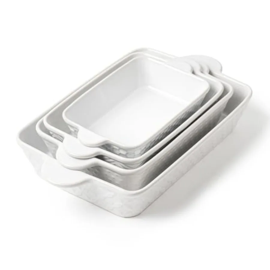 FOBENTA Casserole Dishes for Oven - Ceramic Bakeware Sets of 4 Rectangular Baking Deep Dishes with Handles Lasagna Pans for Kit
FOBENTA Casserole Dishes for Oven - Ceramic Bakeware Sets of 4 Rectangular Baking Deep Dishes with Handles Lasagna Pans for Kit