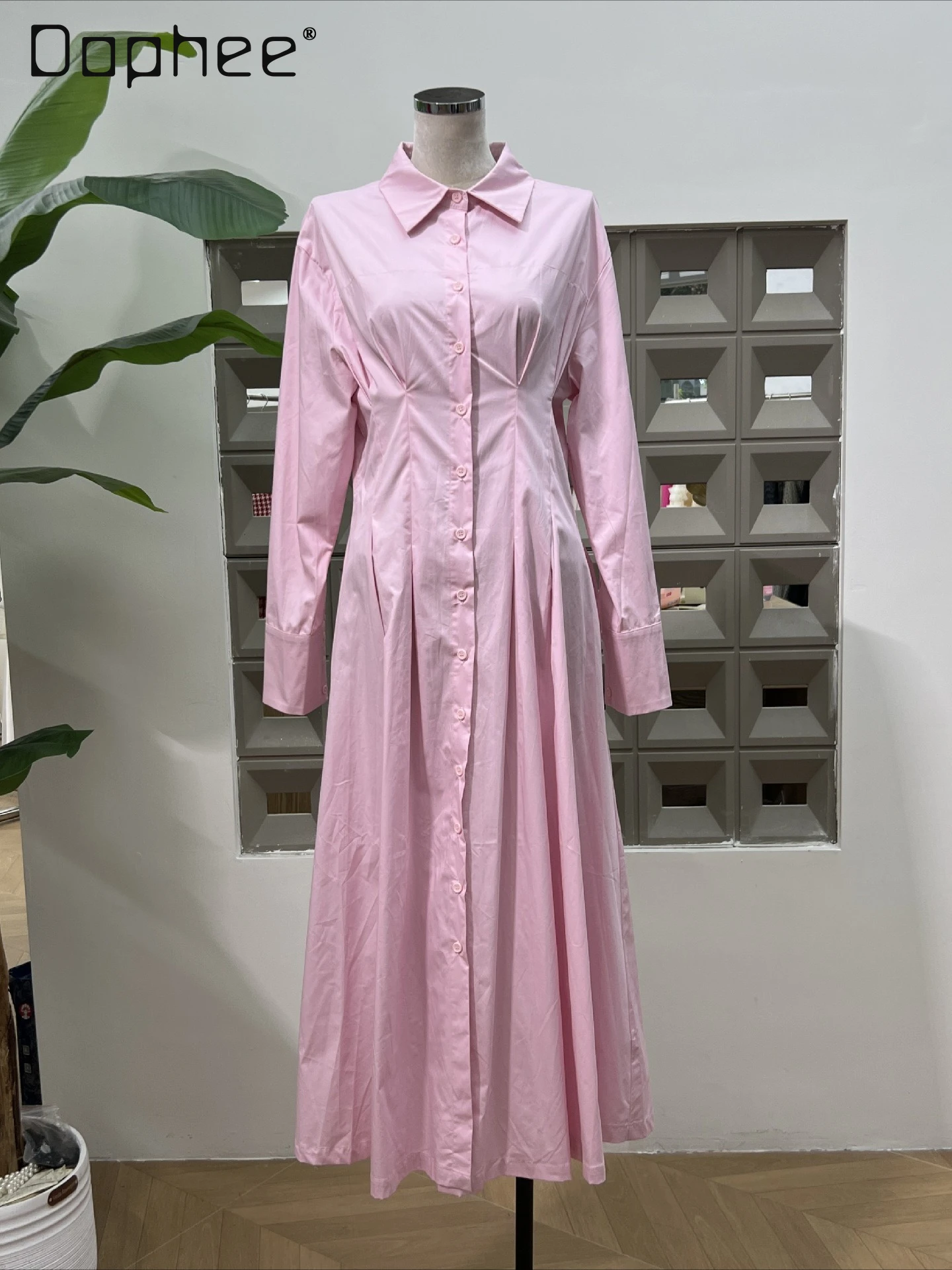 French Elegant Fashion Lapel Long Sleeve Single Breasted Shirt Dress Women Commuter Temperament High Waist Slim Mid-length Dress
French Elegant Fashion Lapel Long Sleeve Single Breasted Shirt Dress Women Commuter Temperament High Waist Slim Mid-length Dress