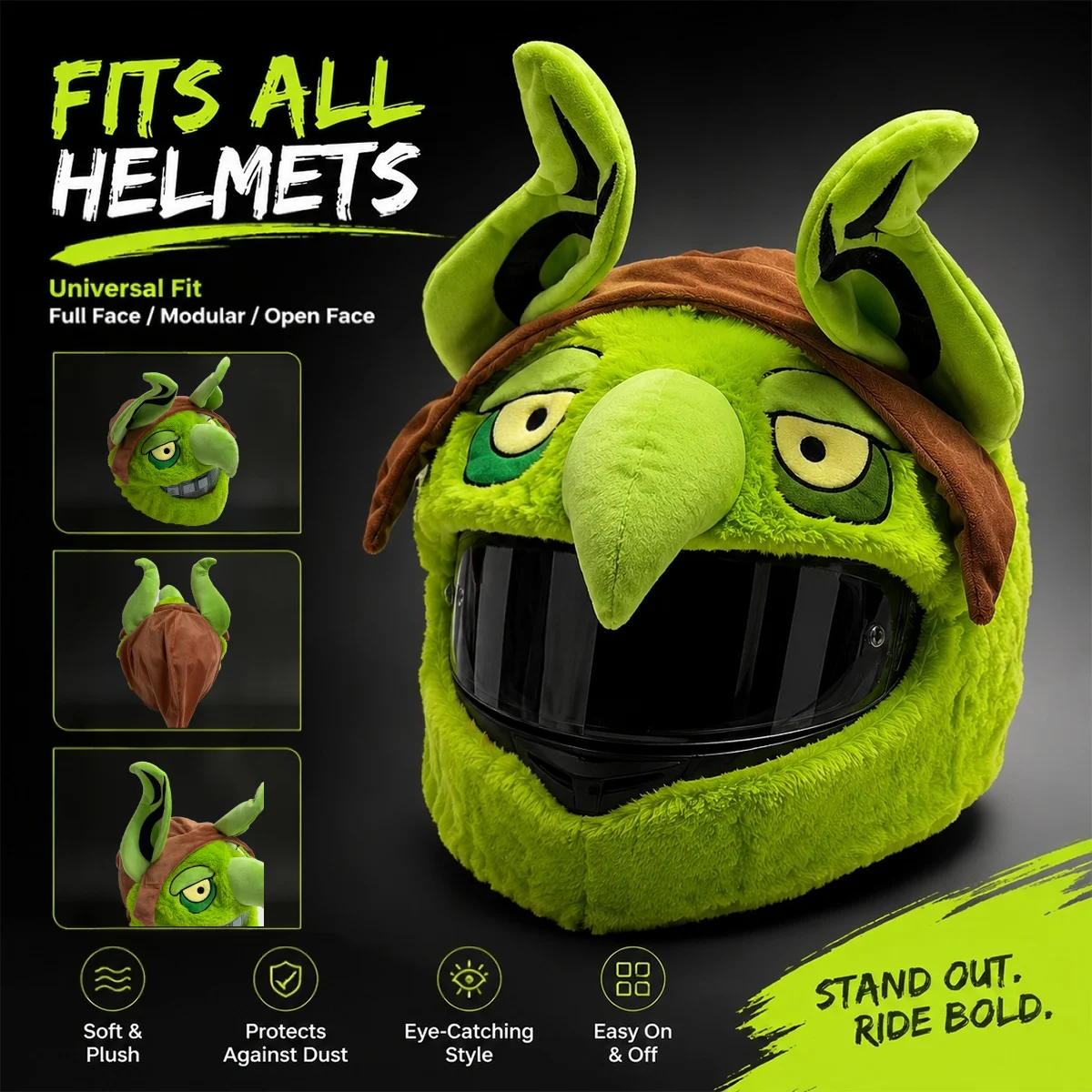 Motorcycle Helmet Cover Cartoon Fluffy Plush Green Soft Warm Fun Personalized Protective Headgear Unisex Funda Casco Moto
Motorcycle Helmet Cover Cartoon Fluffy Plush Green Soft Warm Fun Personalized Protective Headgear Unisex Funda Casco Moto