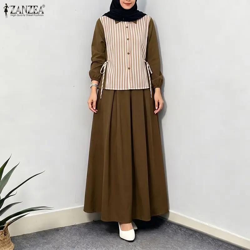 ZANZEA Eid Mubarek Outfits Muslim Sets Hijab Women Long Sleeve Patchwork Shirt Maxi Long Skirt Suit Dubai 2 Pieces Sets Ramadan
ZANZEA Eid Mubarek Outfits Muslim Sets Hijab Women Long Sleeve Patchwork Shirt Maxi Long Skirt Suit Dubai 2 Pieces Sets Ramadan