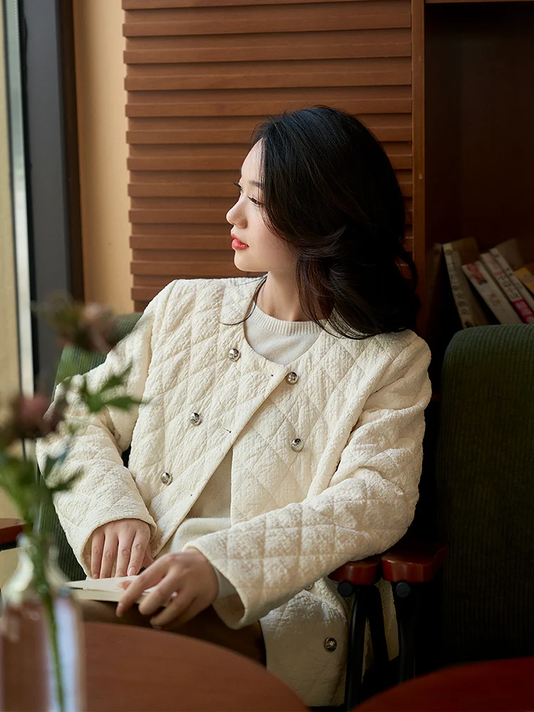 Xhange Hebe Miss Fraant Cotton Jaet Textured Embroidery Thin Cotton Outerwear Women's Sle OL round Ne Double Button
Xhange Hebe Miss Fraant Cotton Jaet Textured Embroidery Thin Cotton Outerwear Women's Sle OL round Ne Double Button