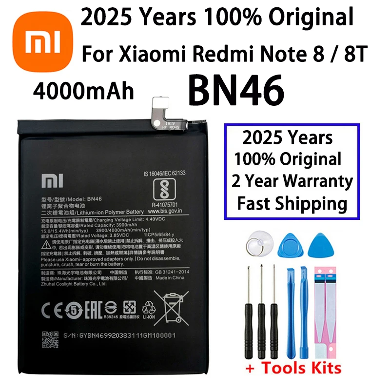 2025 Years Original Battery BN46 For Xiaomi Redmi Note 8T 8 Note8 Redmi 7 Redmi7 Bateria 4000mAh Phone Battery Fast Ship + Tools
2025 Years Original Battery BN46 For Xiaomi Redmi Note 8T 8 Note8 Redmi 7 Redmi7 Bateria 4000mAh Phone Battery Fast Ship + Tools